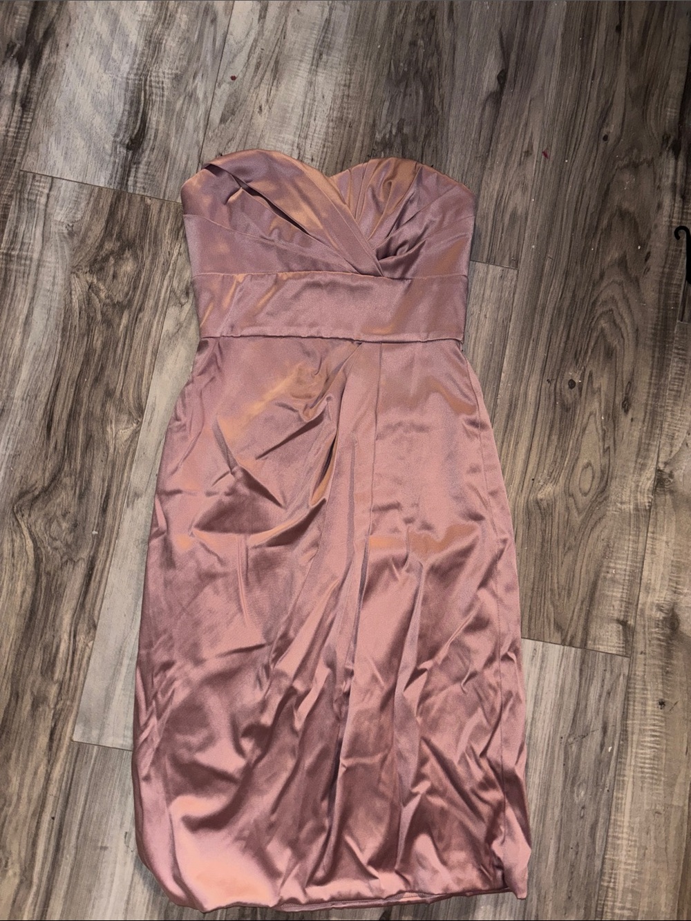 le chateau Strapless Satin Dress in Dusty Rose